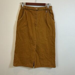 Hammerschmid Vintage Trachten Cotton Midi Skirt Mustard Yellow High Waist 27w